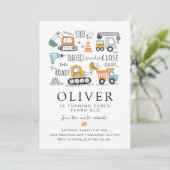 建築誕生日パーティー招待状・ダンプトラック シーズンカード (スタンド正面)