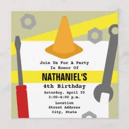 建築誕生日パーティー招待状 – ツール&コーン 招待状