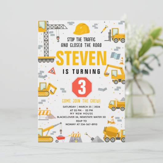 建築誕生日パーティー編集可能招待状 招待状 (スタンド正面)