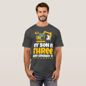 建築誕生日パーティー3歳の男の子ソン Tシャツ (正面フル)