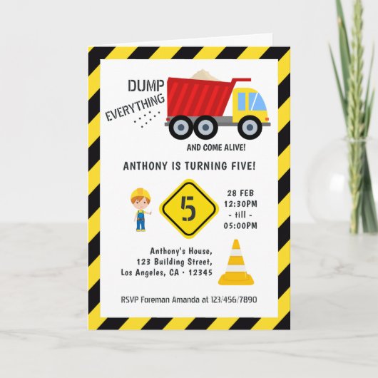 建築誕生日パーティー 招待状 (正面)