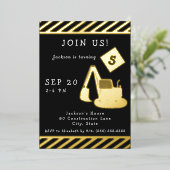 建築誕生日パーティーfor Boy金ゴールド 箔招待状 (立ち正面)