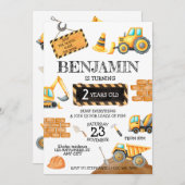 建築誕生日ボーイバースデーパーティー 招待状 (正面/裏面)