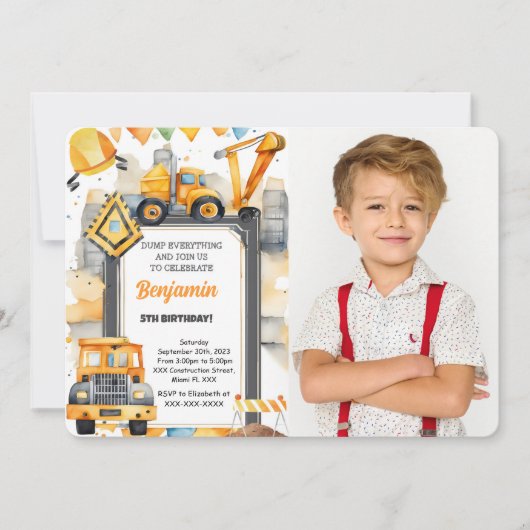 建築誕生日写真 招待状 (正面)