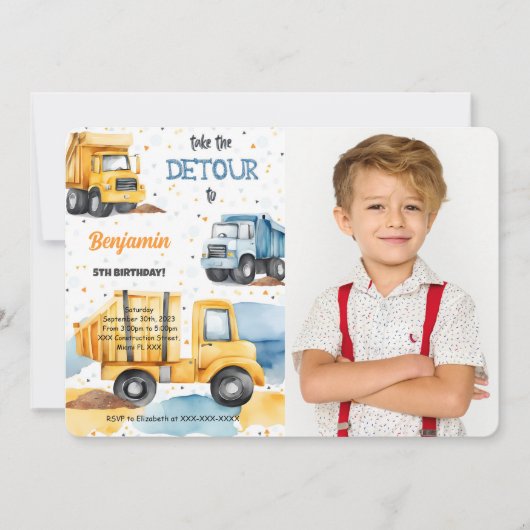 建築誕生日写真 招待状 (正面)