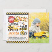 建築誕生日招待状ダンプトラックパーティー 招待状 (正面)