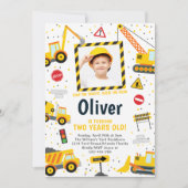 建築誕生日招待状ダンプトラックパーティー 招待状 (正面)