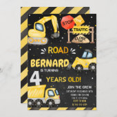 建築誕生日招待状ダンプトラックパーティー 招待状 (正面/裏面)