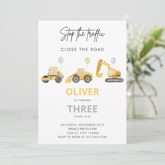 建築誕生日招待状ダンプトラックパーティー 招待状 (スタンド正面)