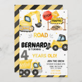 建築誕生日招待状ダンプトラックパーティー 招待状 (正面/裏面)