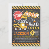 建築誕生日招待状ダンプトラックパーティー 招待状 (正面)