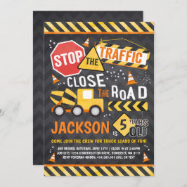 建築誕生日招待状ダンプトラックパーティー 招待状