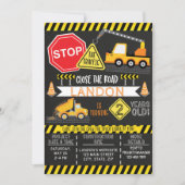 建築誕生日招待状ダンプトラックパーティー 招待状 (正面)