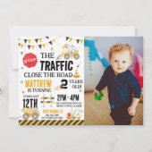 建築誕生日招待状ダンプトラックパーティー 招待状 (正面)