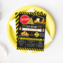 建築誕生日招待状ダンプトラックパーティー