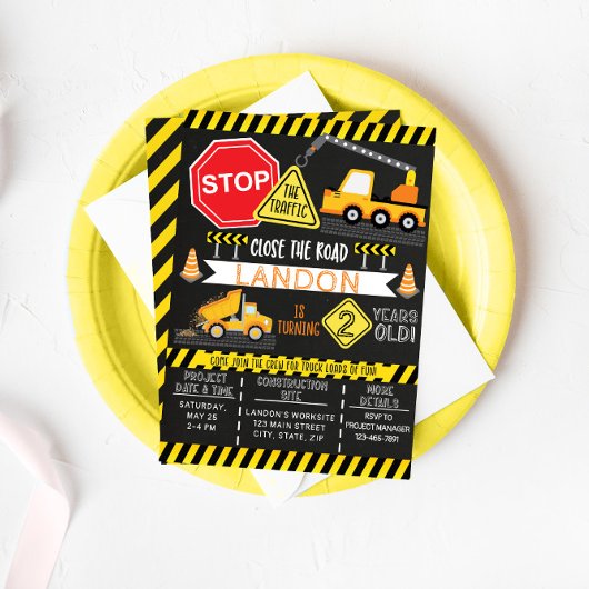 建築誕生日招待状ダンプトラックパーティー 招待状