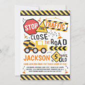 建築誕生日招待状ダンプトラックパーティー 招待状 (正面)