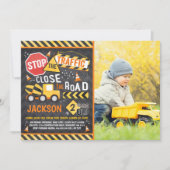 建築誕生日招待状ダンプトラックパーティー 招待状 (正面)