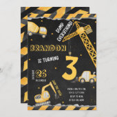 建築誕生日招待状ダンプトラックパーティー 招待状 (正面/裏面)