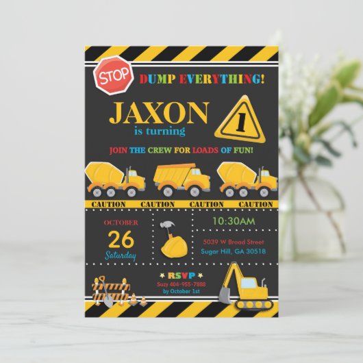 建築誕生日招待状ボーイ 招待状 (スタンド正面)