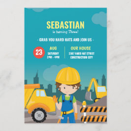 建築誕生日招待状掘削機 招待状