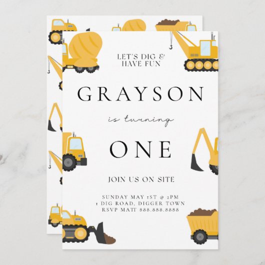 建築誕生日招待状 子供へ 招待状 (正面/裏面)