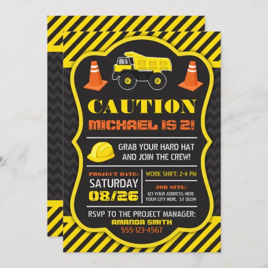 建築誕生日招待状(封筒付き) 招待状 (正面/裏面)