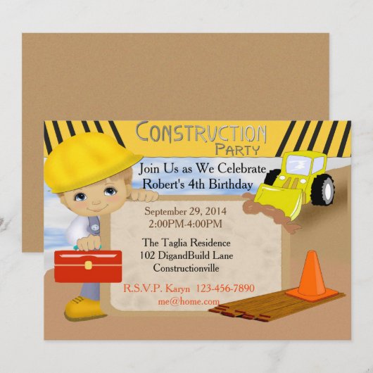 建築誕生日招待状 招待状 (正面/裏面)