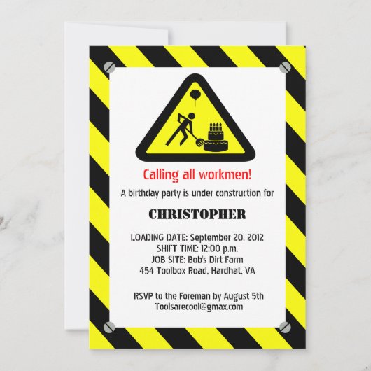 建築誕生日招待状 招待状 (正面)