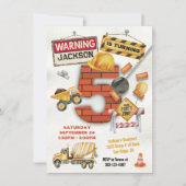 建築誕生日5連れボール転回 招待状 (正面)