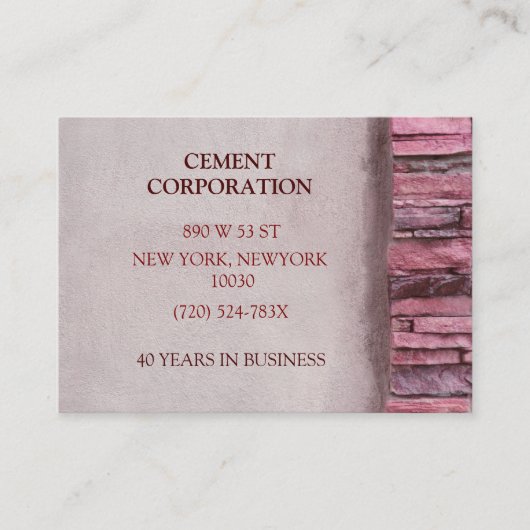 建築請負業者のコンクリートセメントの改築 名刺 (正面)