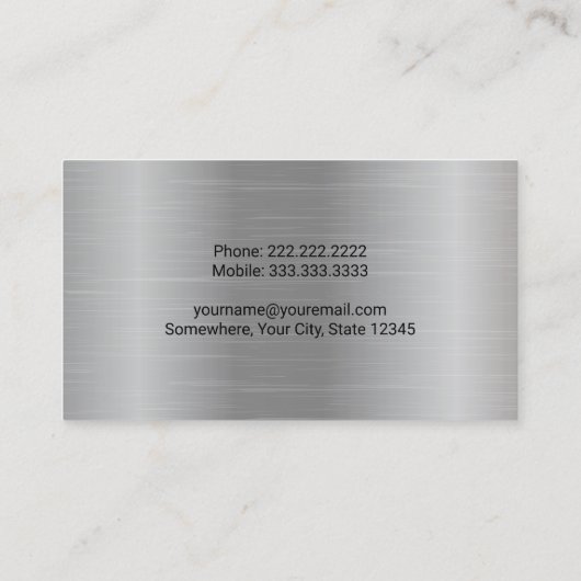 建築請負業者ショベルオペレーターメタル 名刺 (裏面)