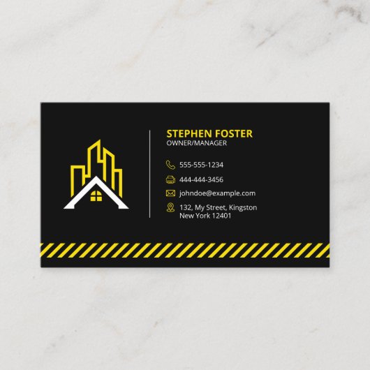 建築請負業者ビルダーリフォームブラック 名刺 (正面)