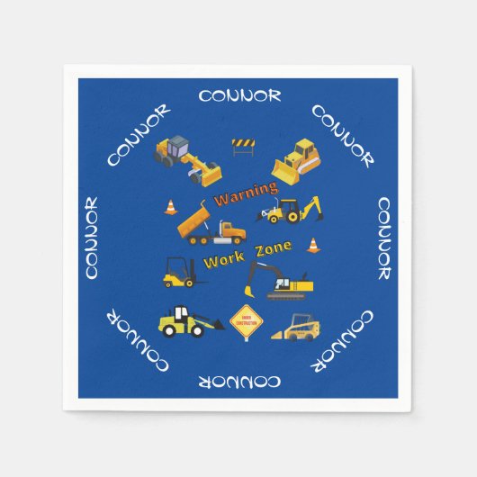 建築警告の作業領域パーソナライズされた スタンダードカクテルナプキン (正面)