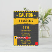 建築警告トラック誕生日パーティー4 招待状 (スタンド正面)