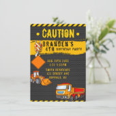 建築警告トラック誕生日パーティー6 招待状 (スタンド正面)