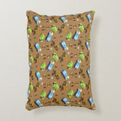 建築車と労働者のパターン投薬 アクセントクッション (正面(垂直))