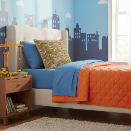 建築車と労働者のパターン投薬 クッション