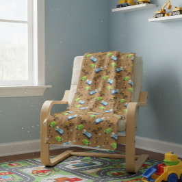 建築車と労働者のパターン毛布 シェルパブランケット