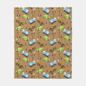 建築車と労働者のパターン毛布 フリースブランケット (正面)