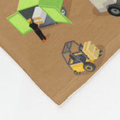 建築車と労働者のパターン毛布 フリースブランケット (角)