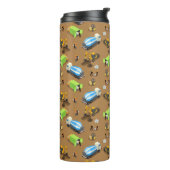 建築車と労働者のパターン タンブラー (回転左)