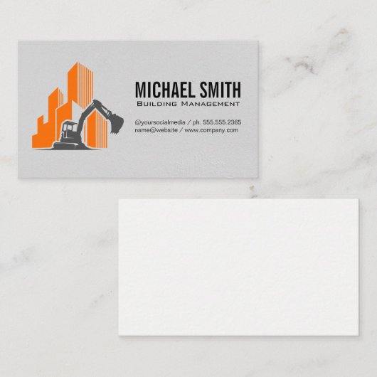 建築車と建物のロゴ 名刺 (正面/裏面)