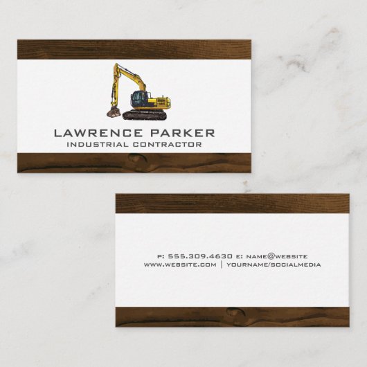 建築車のショベルロゴ 名刺 (正面/裏面)
