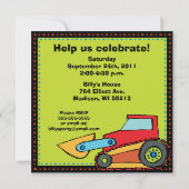 建築車のダンプトラックの誕生日の招待 招待状 (裏面)