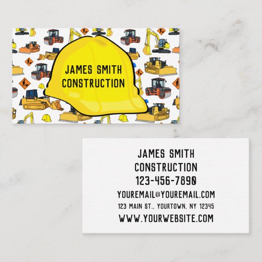 建築車のヘルメットの建築業者 名刺 (正面/裏面)