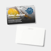 建築車のロゴ |ブループリント バッジ (正面＆裏面)