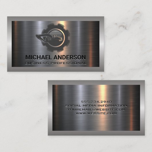 建築車のロゴ |金属工業 名刺 (正面/裏面)