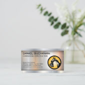 建築車のロゴ |金属 名刺 (スタンド正面)