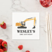 建築車の掘削機バースデーパーティー スタンダードカクテルナプキン (インサイチュ)
